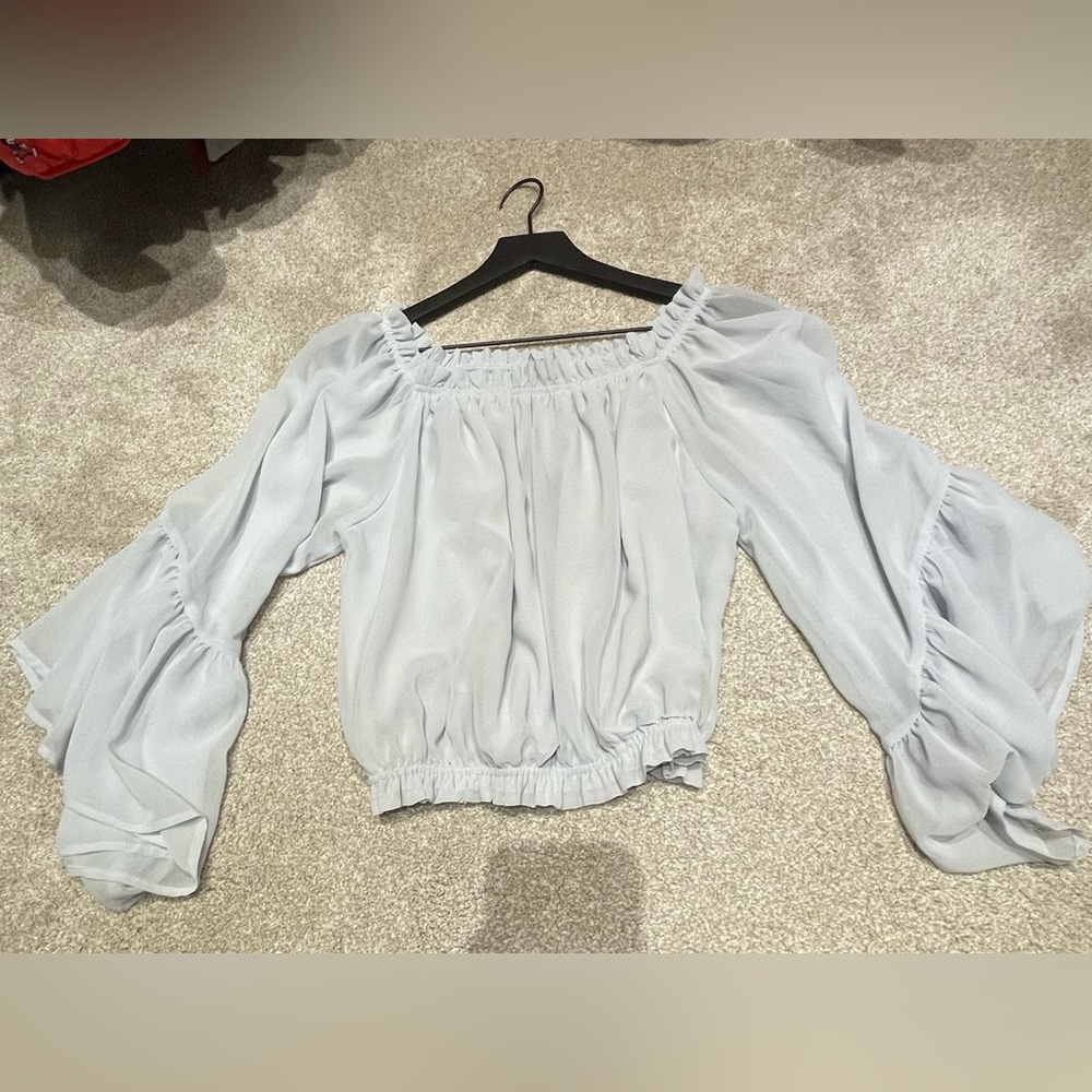 Light blue flowy top